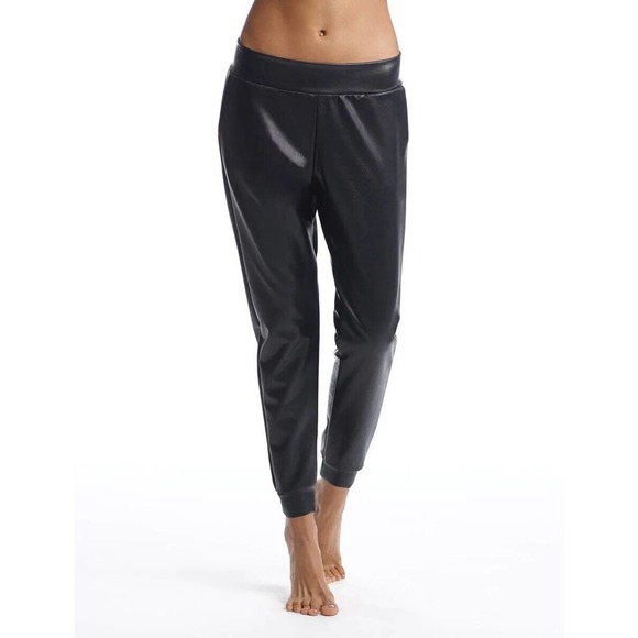 Commando Faux Leather Joggers Pants Pull on High Rise Women's Black Size L - Picture 3 of 7